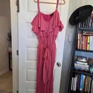 Ashley Stewart Pink Pleated Wide-Leg Jumpsuit Size 22/24